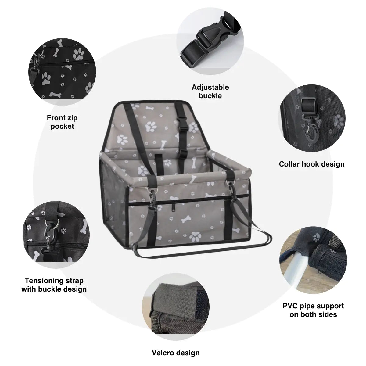 Pet Car Seat – Foldable Travel Safety Booster for Cats & Dogs | Breathable & Easy to Clean with Large Space | Fits Front & Back Seats, Easy to Assemble