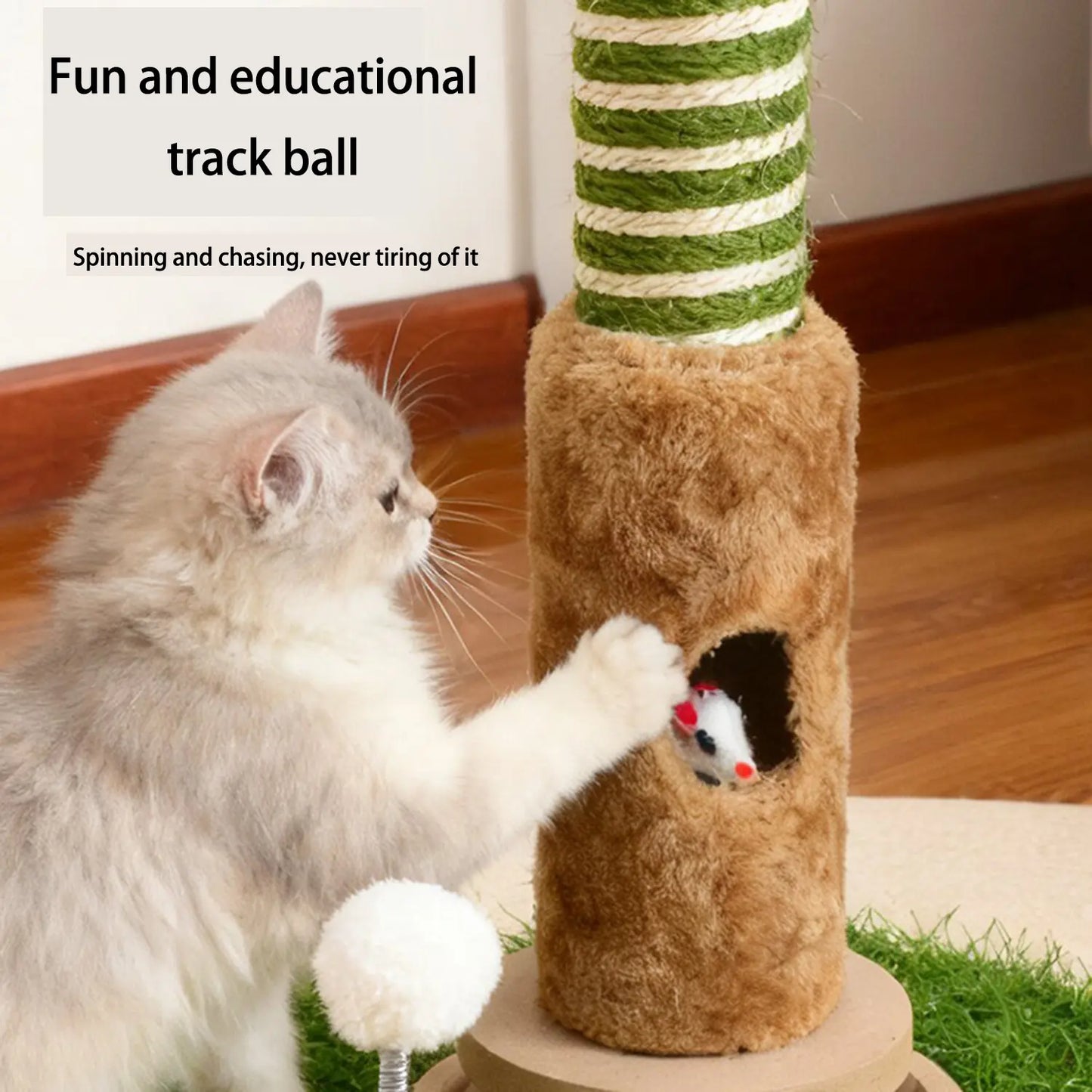 39" Green Cat Tree with Hanging Ball & Mouse – Durable Scratching Post for Small Cats Easy Installation Spacesaving Cattree Interactive Toy#Summervibes#Petlovers