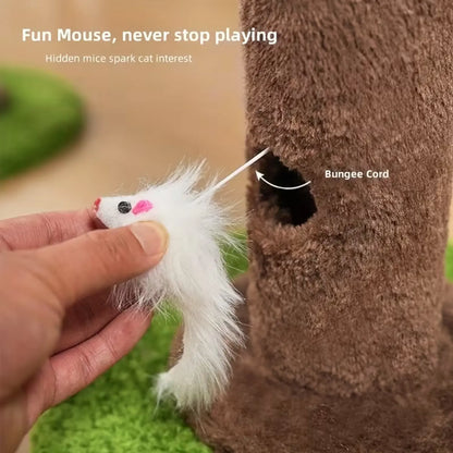 39" Green Cat Tree with Hanging Ball & Mouse – Durable Scratching Post for Small Cats Easy Installation Spacesaving Cattree Interactive Toy#Summervibes#Petlovers
